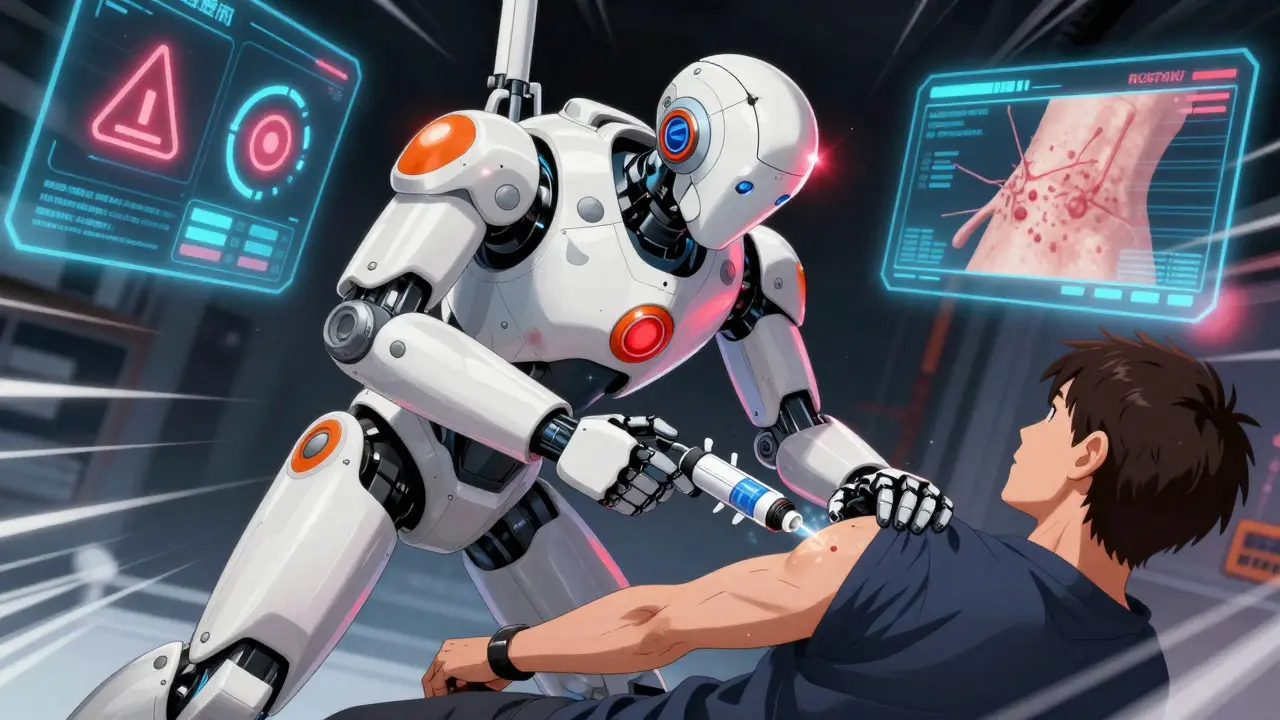 Medical robot administering emergency treatment for an allergic reaction