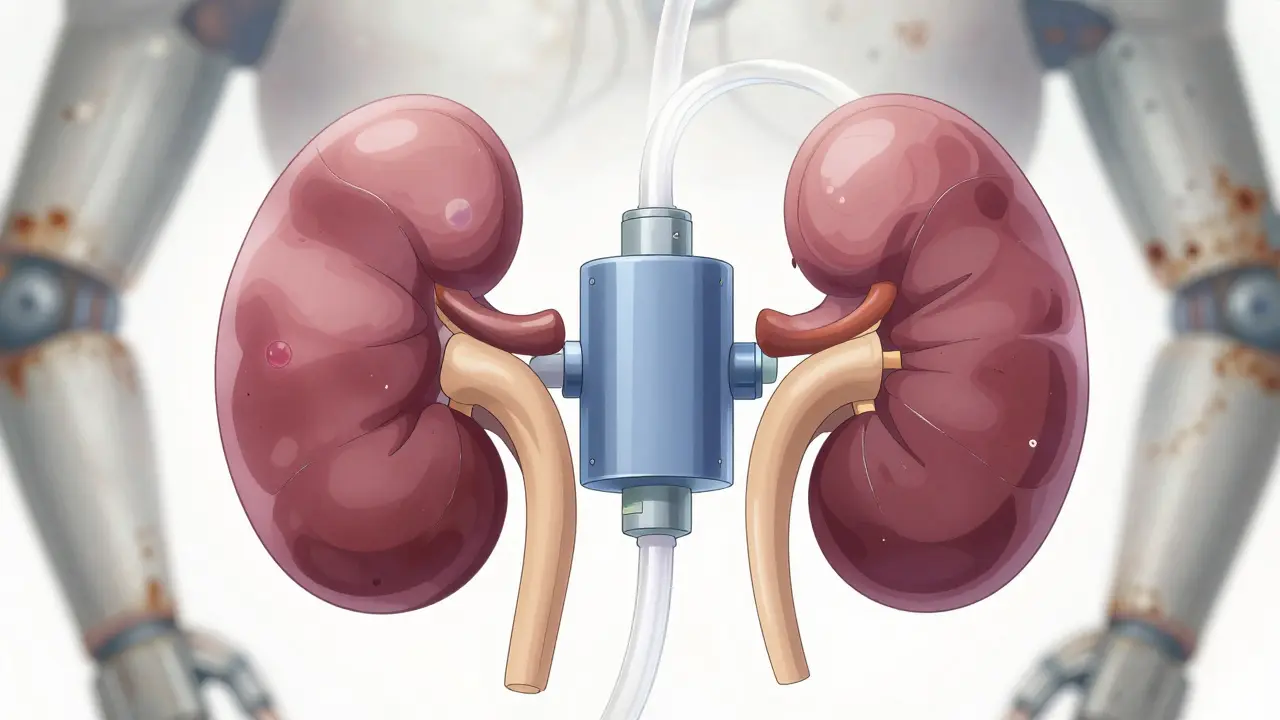 Healthy mechanical kidneys preserved in sterile anime art