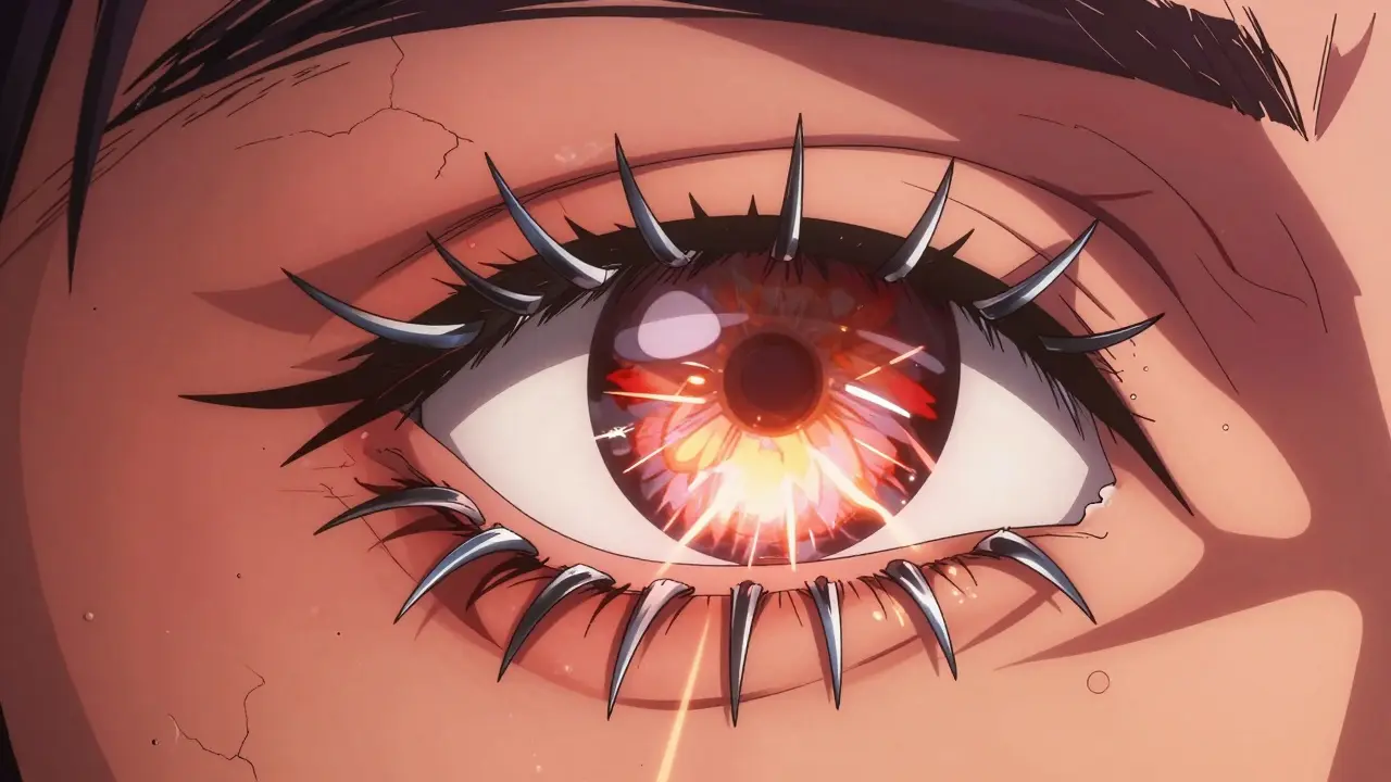 Lower eyelid turning inward with lashes scraping cornea