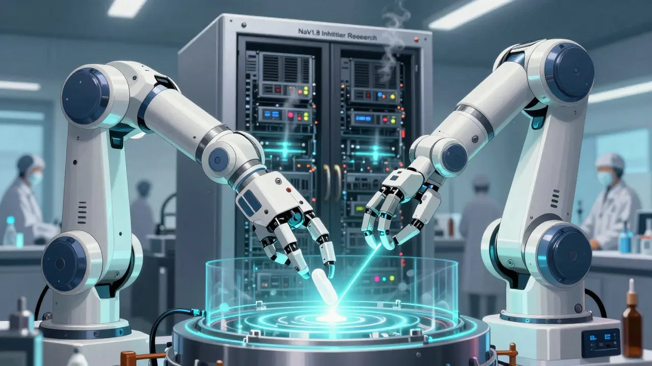 Robotic arm synthesizing a new non-opioid pain pill