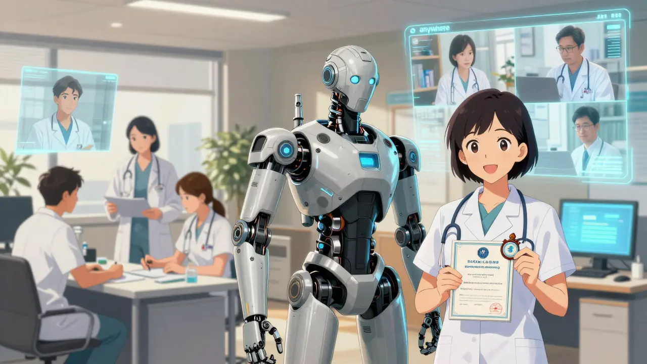 Multidisciplinary medical team working flexibly with certified staff and remote support