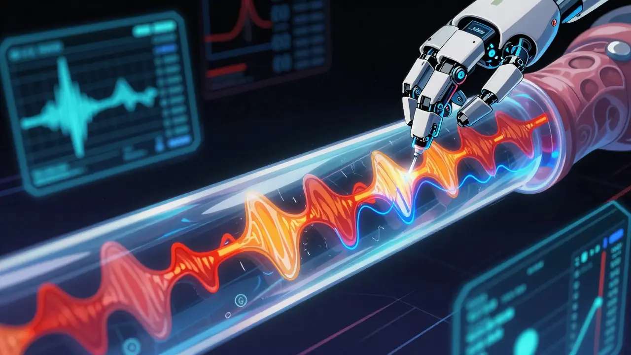 Robotic catheter mapping colorful pressure waves in a digital esophagus