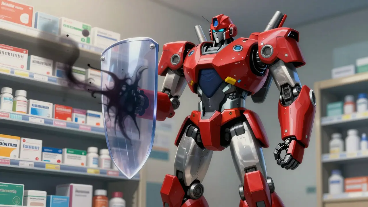 Safety robot protecting medication from counterfeit threats