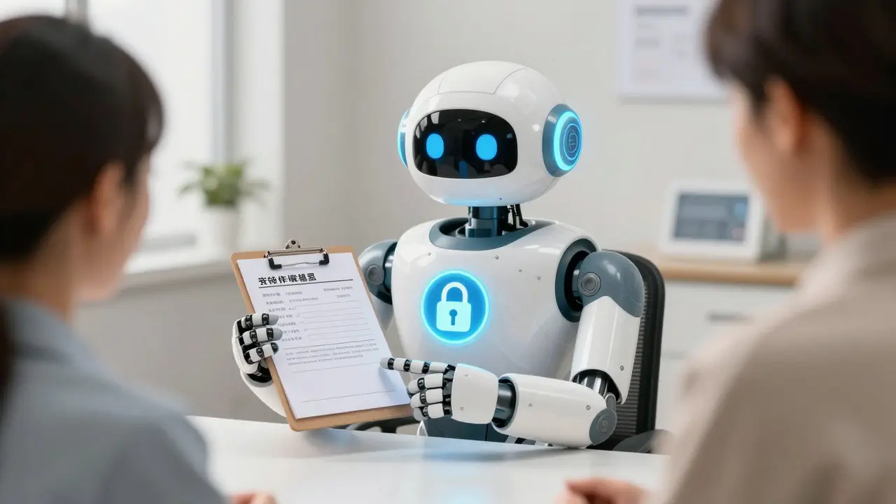Service robot verifying a prescription document