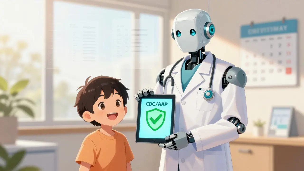 Pediatrician reassuring parent about safe antibiotic guidelines for child